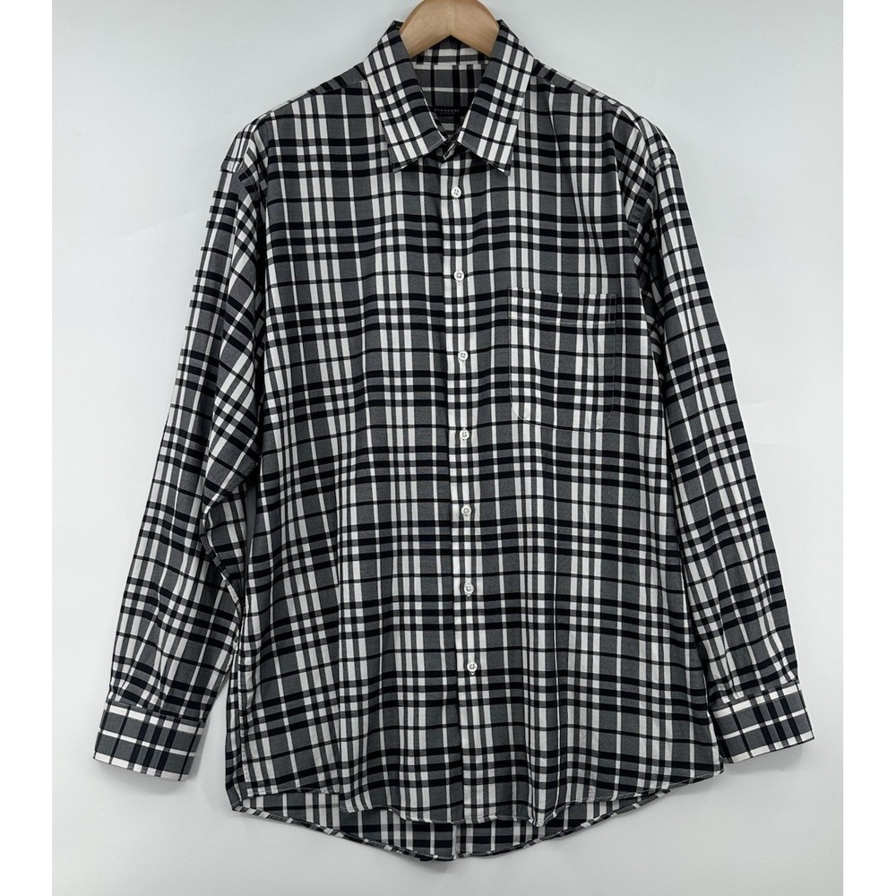 Burberry London Button Down Shirt Men's (XL) Long Sleeve Black Plaid USA Classic